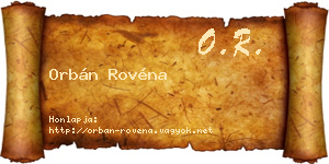 Orbán Rovéna névjegykártya